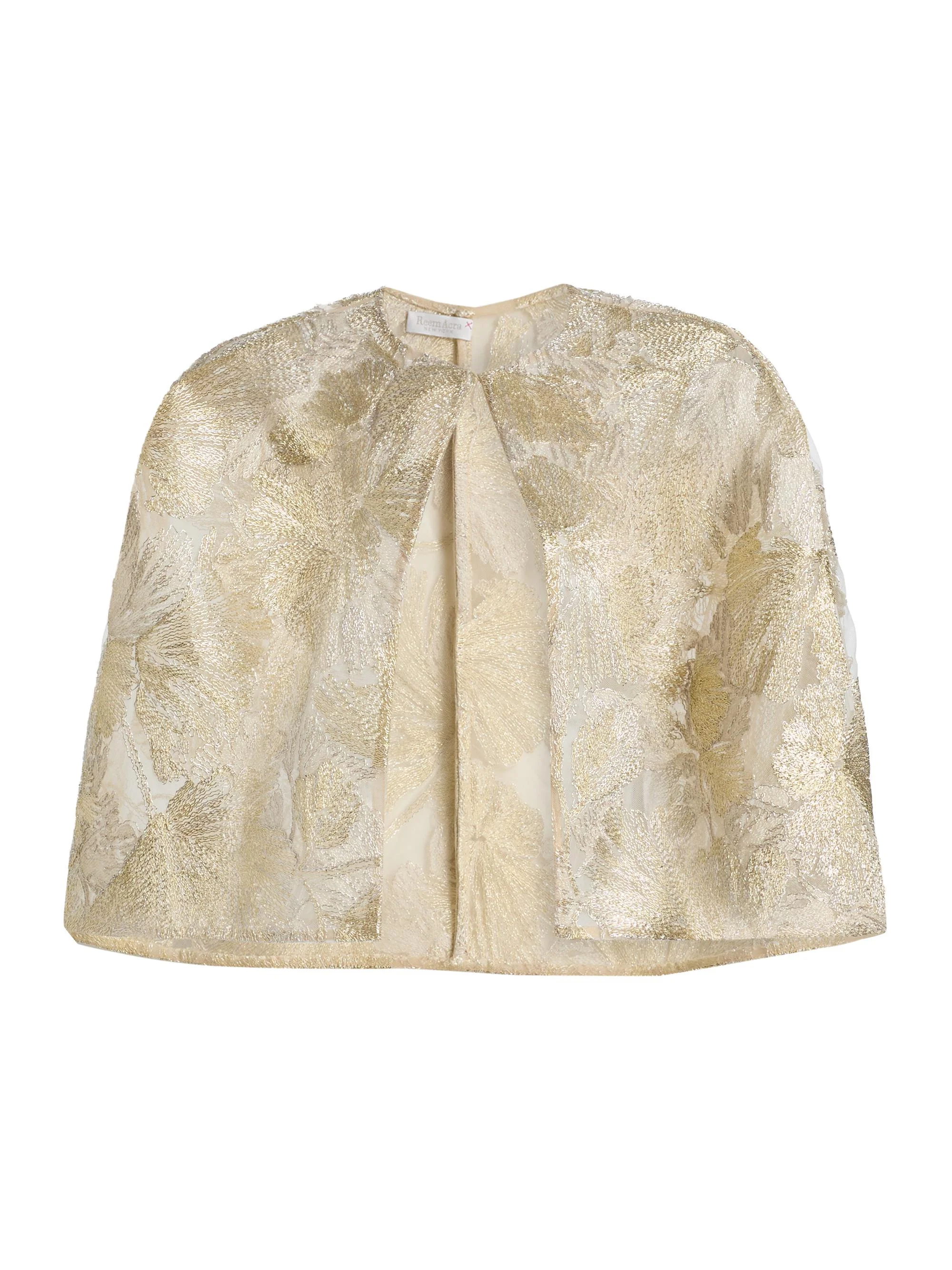 Women's Raffia Metallic Capelet - Beige Gold - 1
