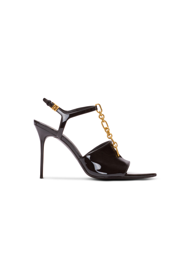 Sync patent leather sandals with heel 1