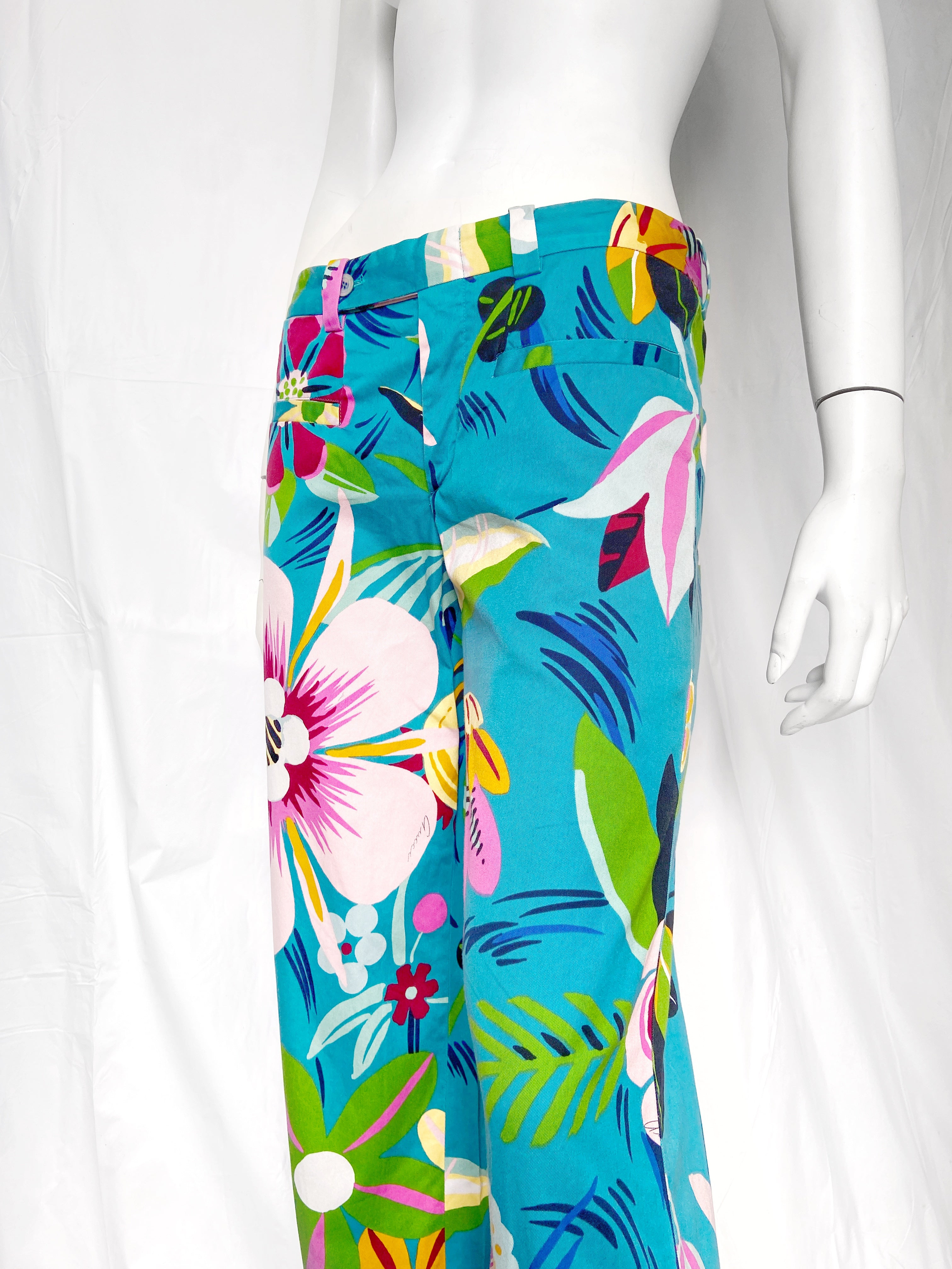 Gucci Spring 1999 Tom Ford Iconic Runway Blue Floral Pants 42 - 8