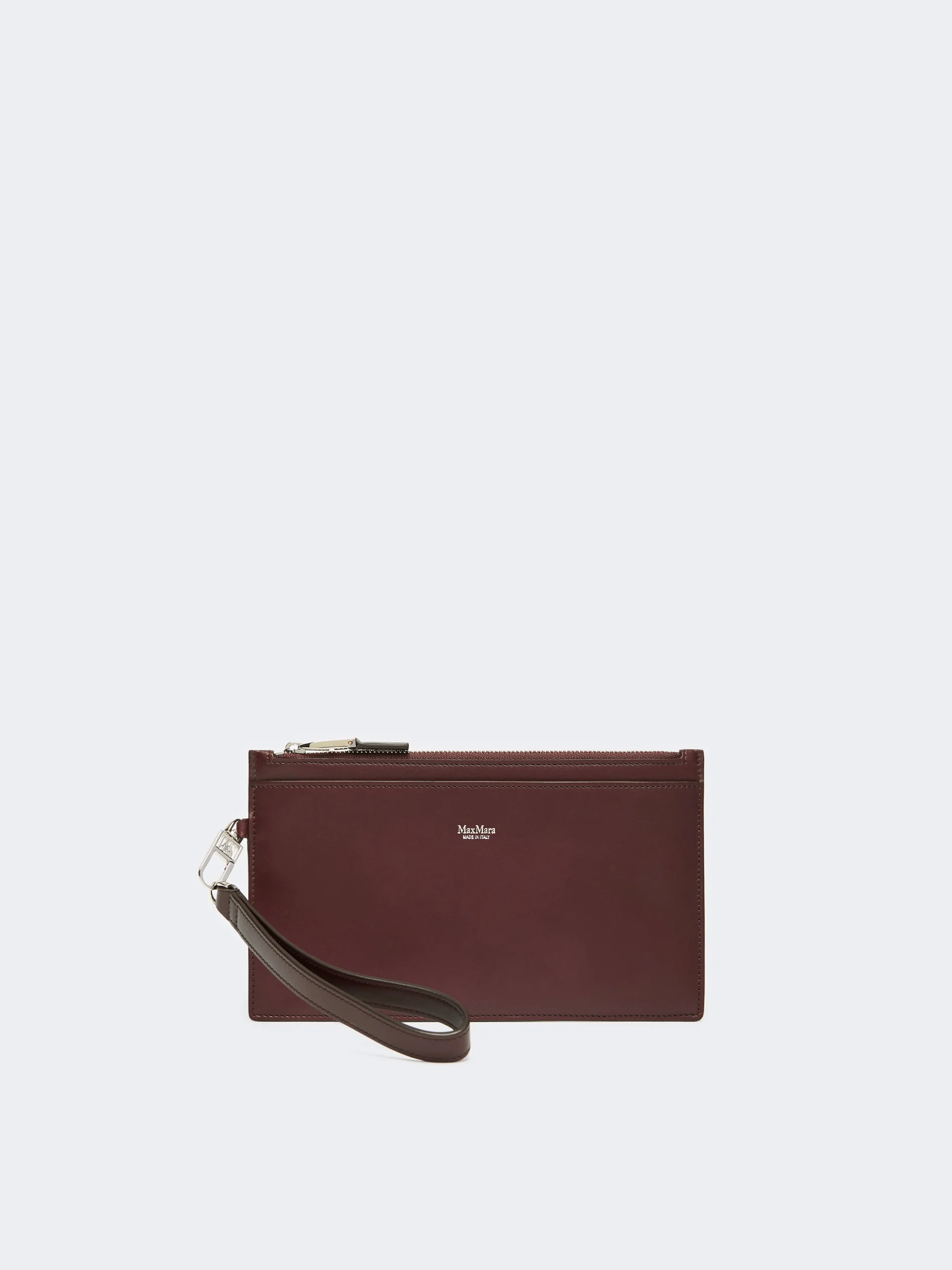 Wrist-strap leather pouch - BORDEAUX - 1