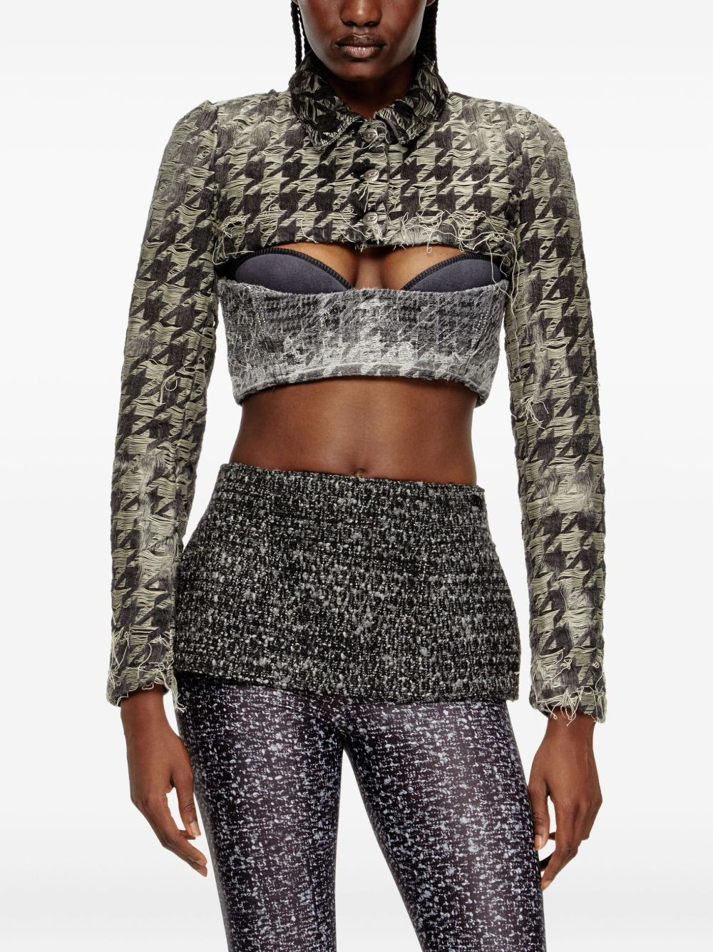 houndstooth-weave denim shrug - 3
