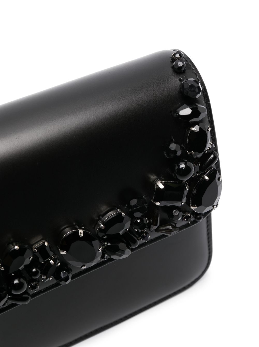 rhinestone-embellished leather crossbody bag - 5