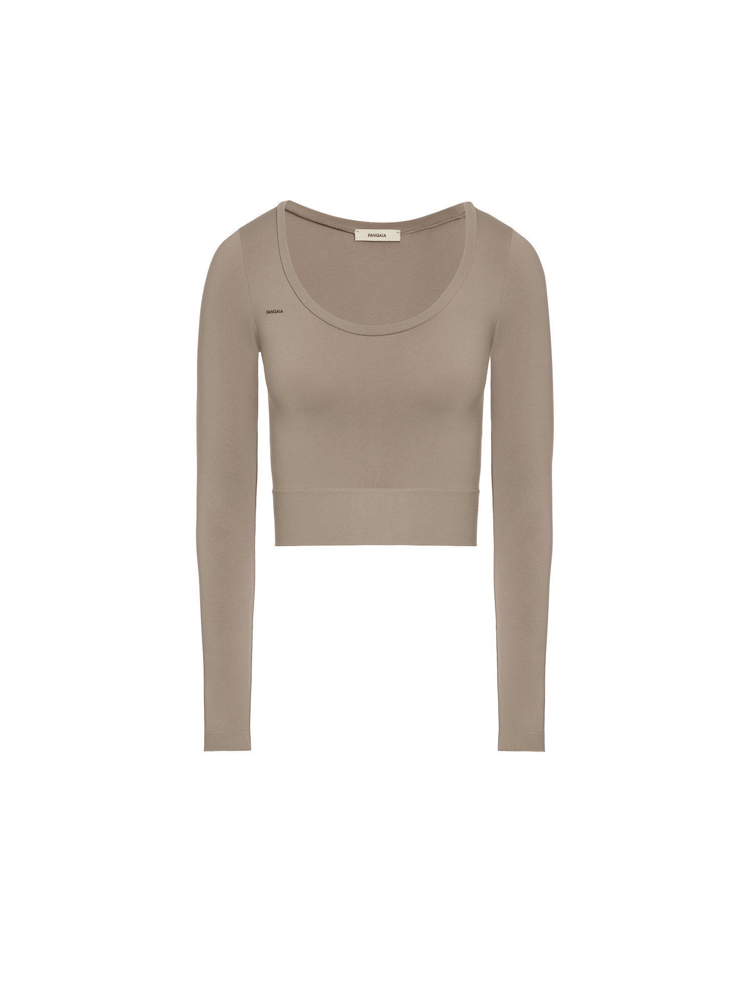 Women's Plant-Stretch Long Sleeve Cropped Top - Taupe - 1