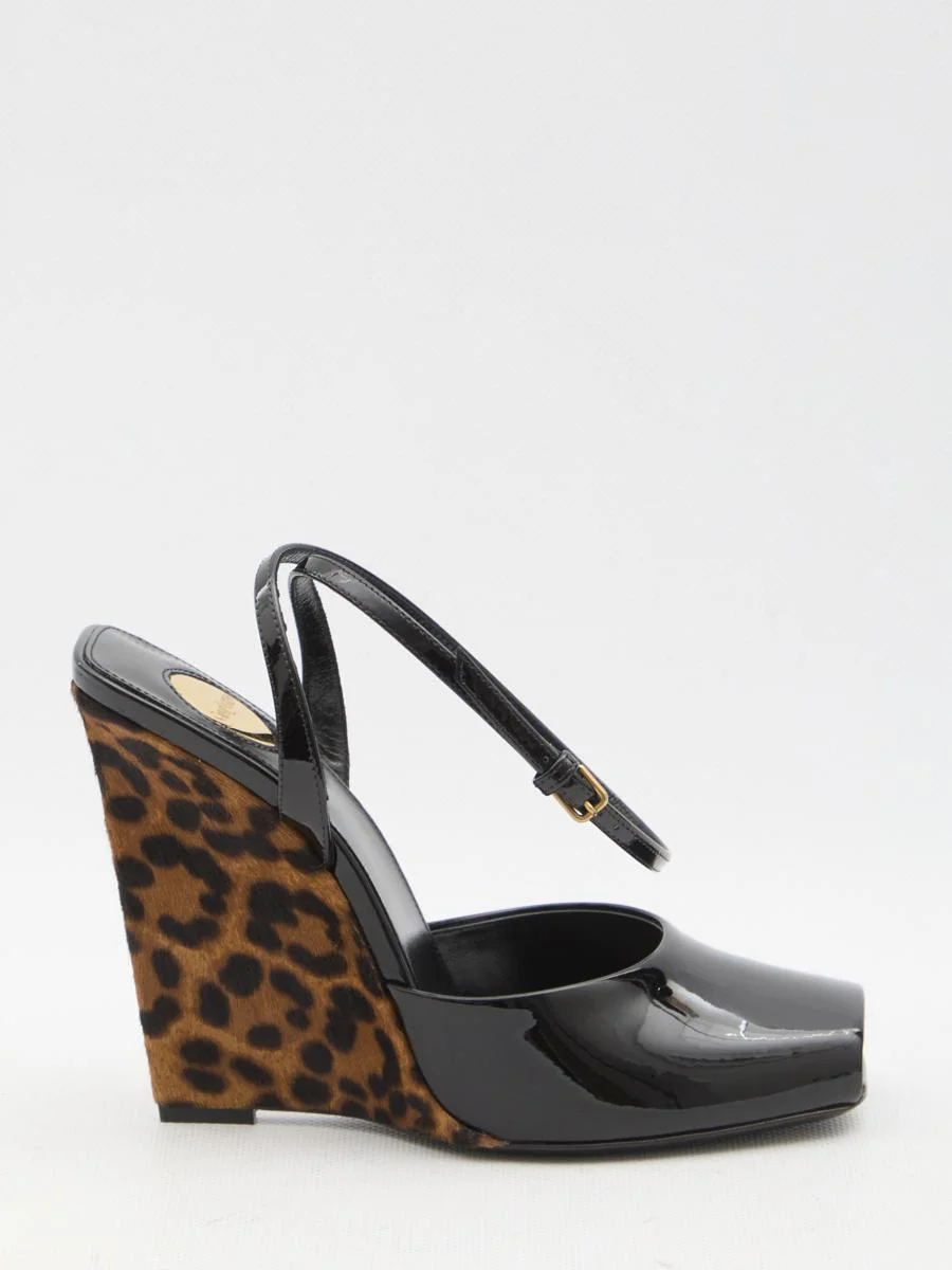 Saint Laurent La Scandale Wedge Sandals - 1