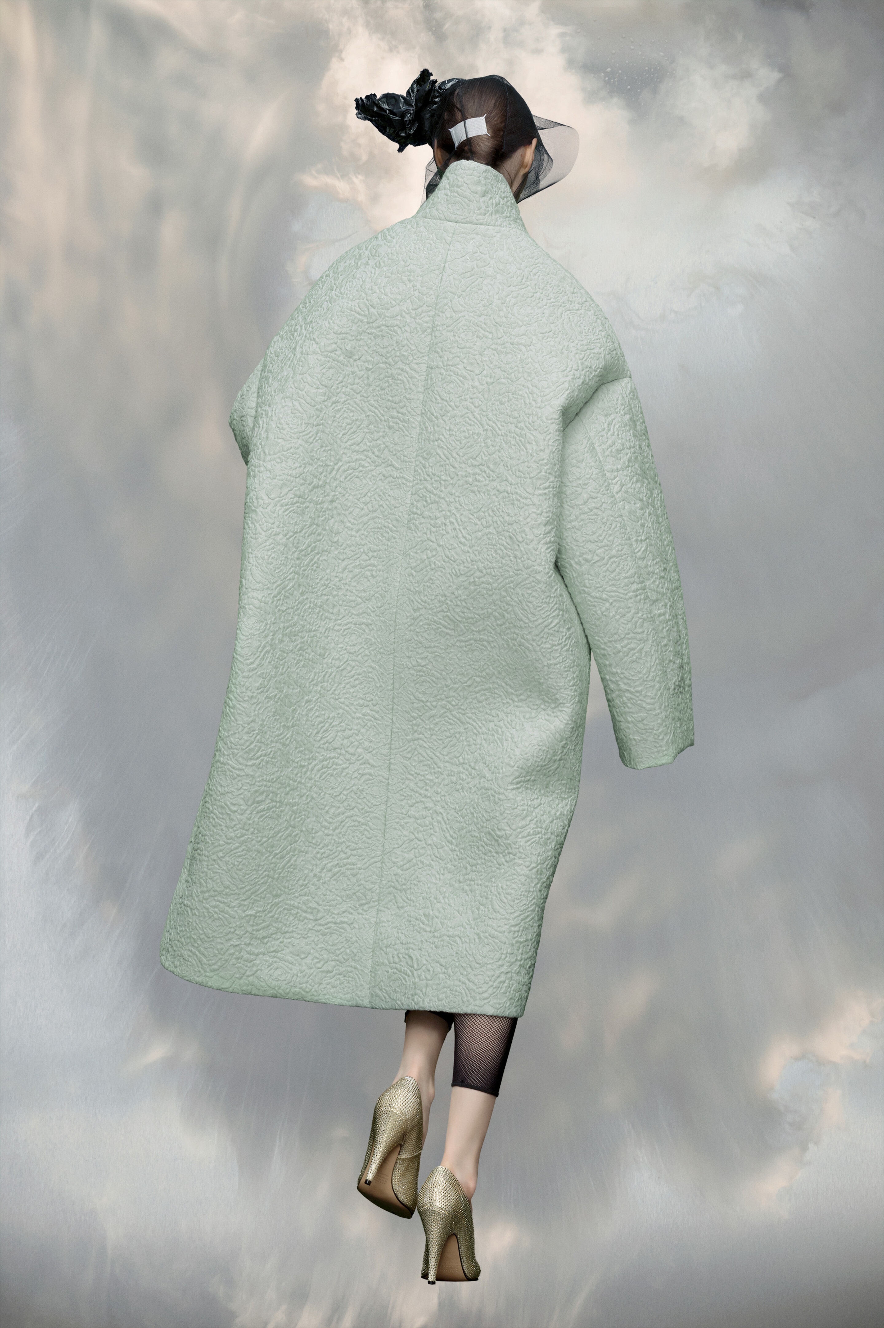 Cloqué flower oversized coat - 5