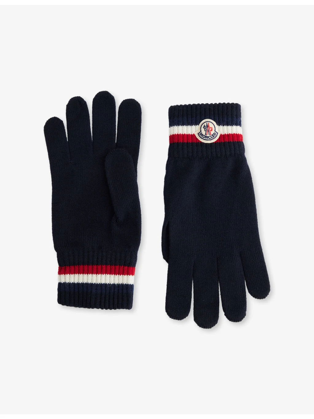 Striped Brand-Patch Wool Gloves - 1