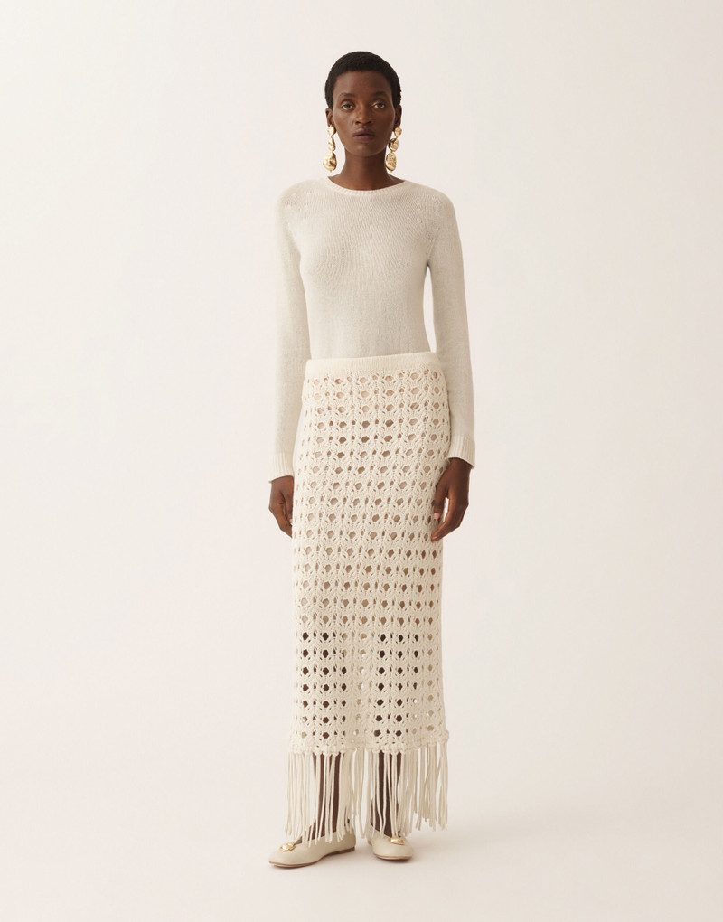Platinum skirt with fringes 3