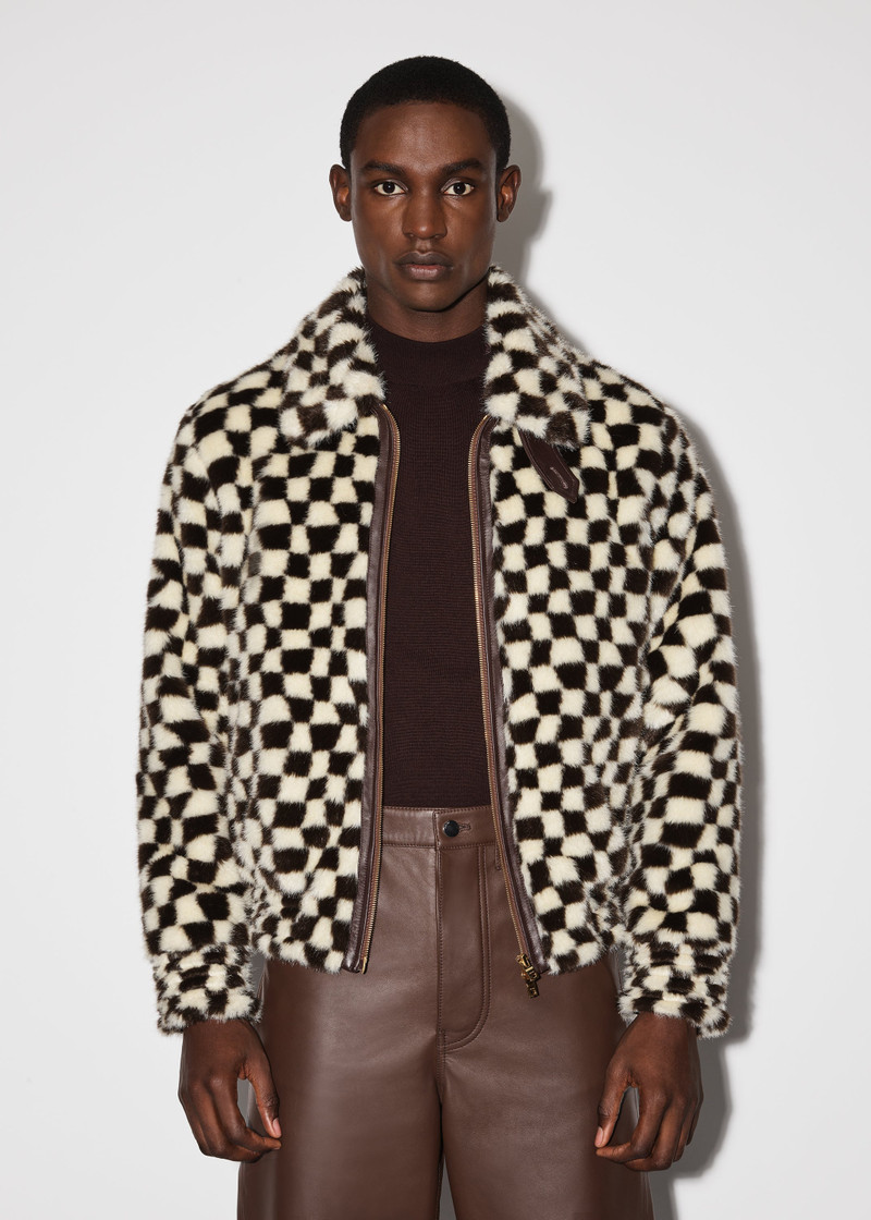 AMIRI CHECKERED FAUX FUR BLOUSON outlook