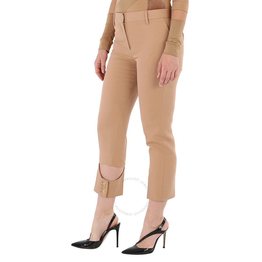 Burberry Ladies Dark Biscuit Cut-Out Detail Tailored Trousers - 4