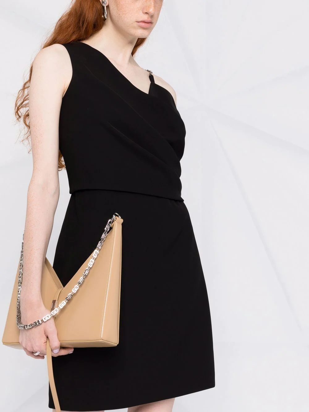 chain-strap asymmetric-neck dress - 5