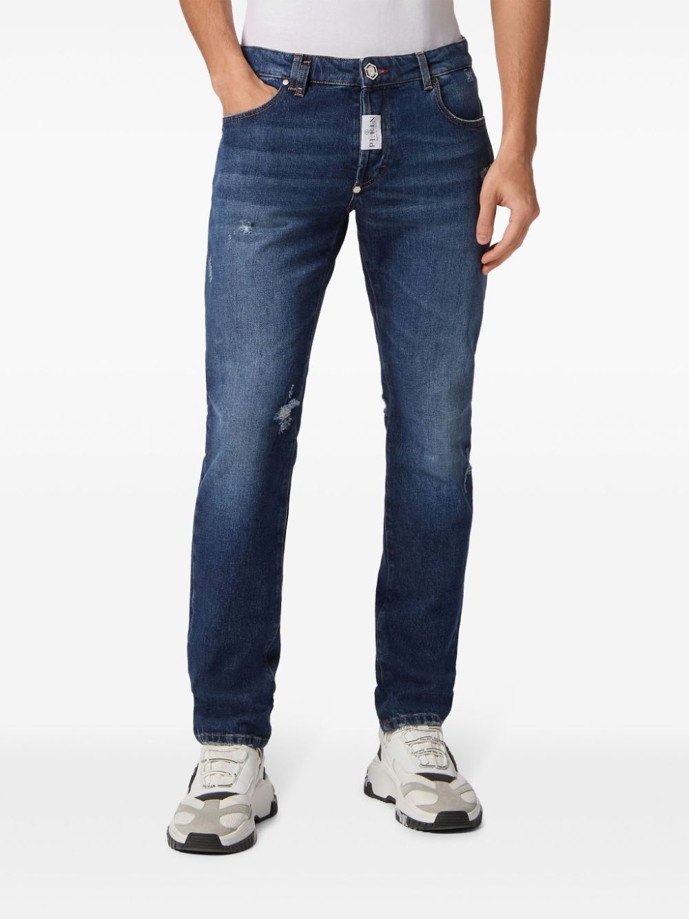 ripped-detail straight-leg jeans - 3
