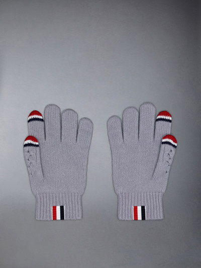 Thom Browne Wool Silk Cashmere Pointelle Cable Stripe Touchscreen Gloves outlook
