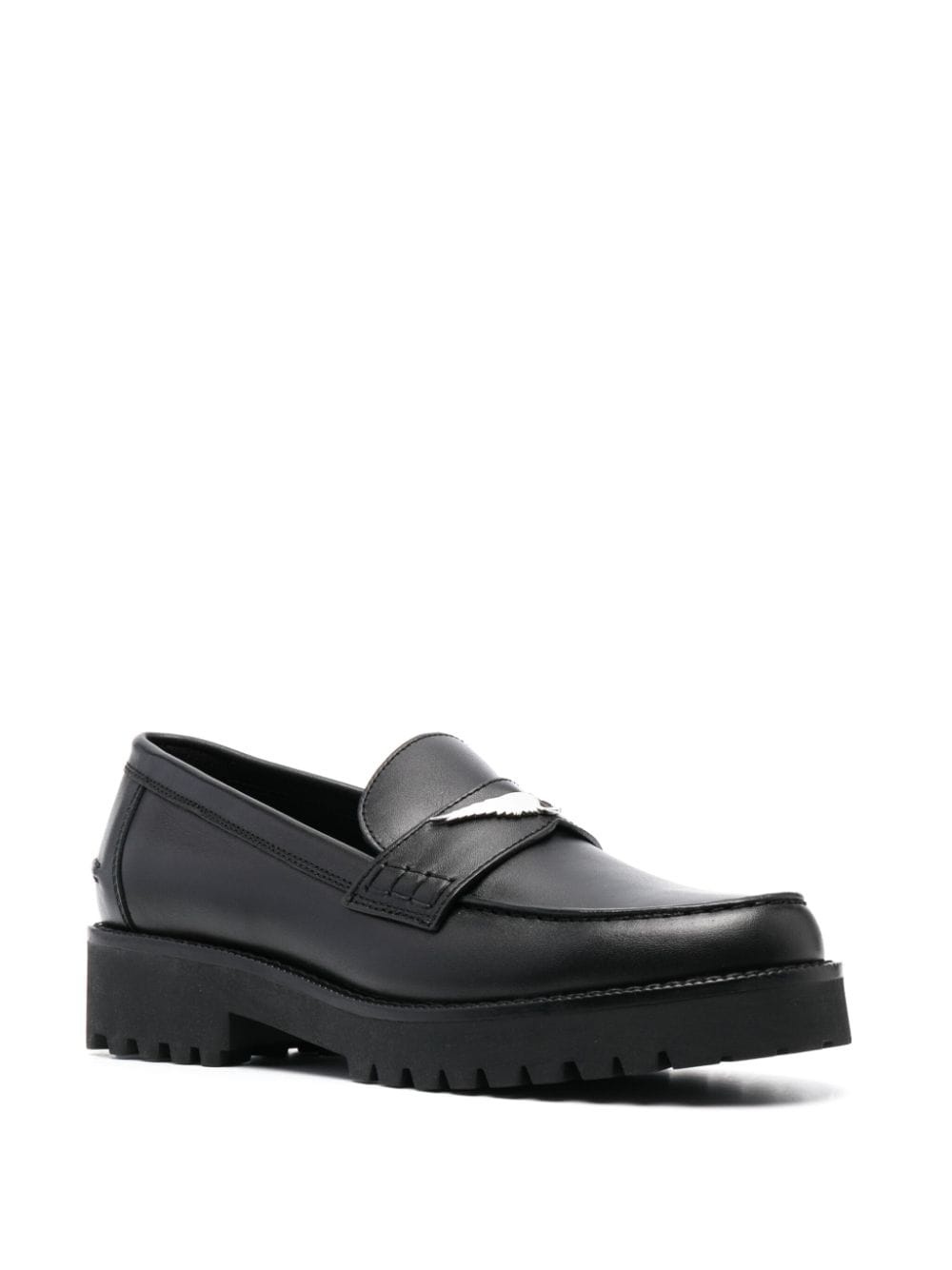 wings-plaque leather loafers - 2