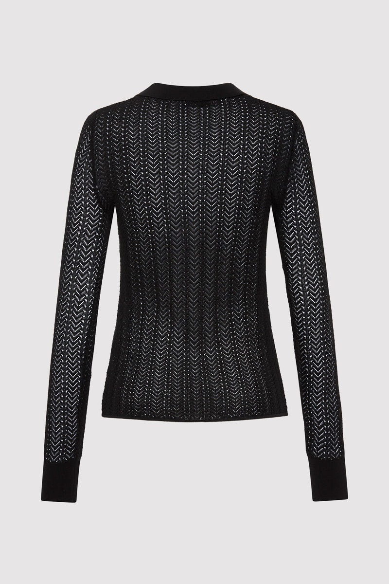 Textured Knit Shirt - Black - 7
