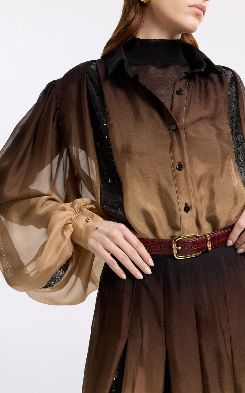Ombré Chiffon Shirt brown 4