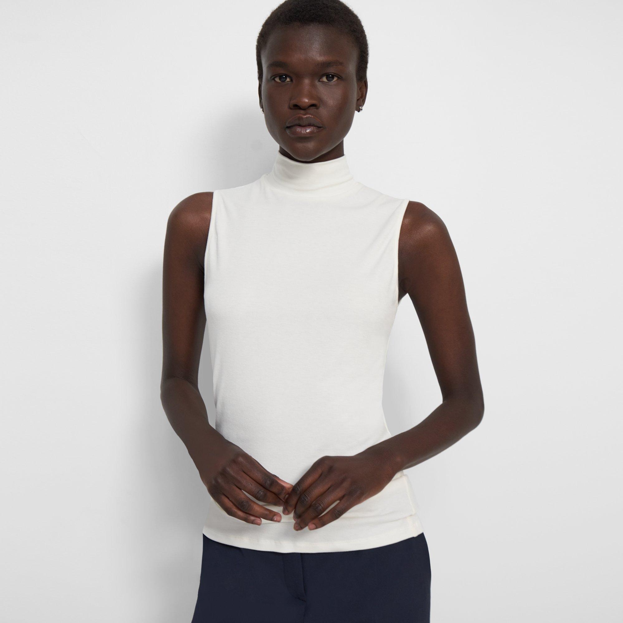 Sleeveless Turtleneck Sweater in Ribbed Viscose - 2