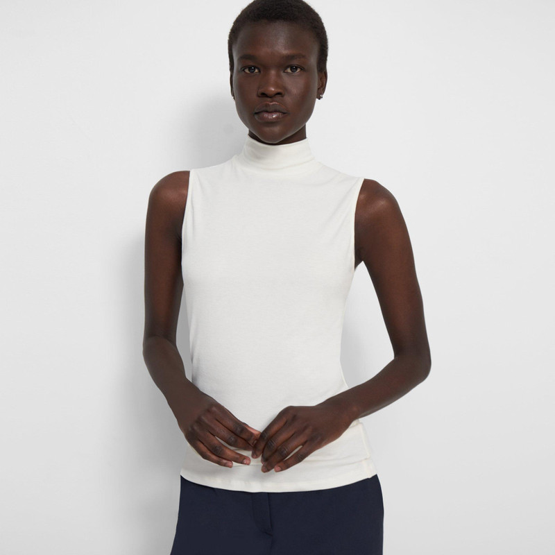 Sleeveless Turtleneck Sweater in Ribbed Viscose 2