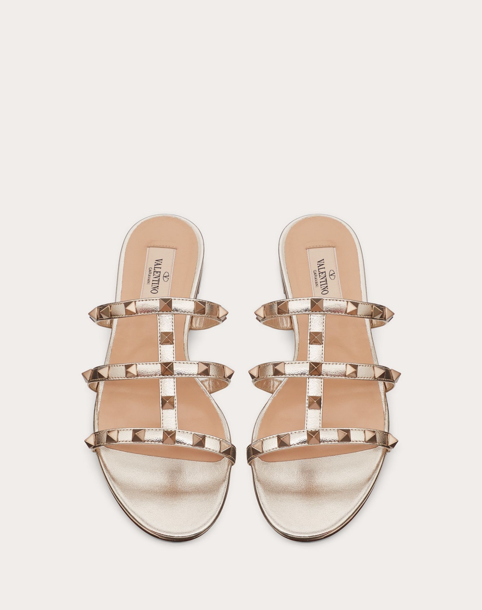 Rockstud Flat Metallic Nappa Slide Sandal - 4