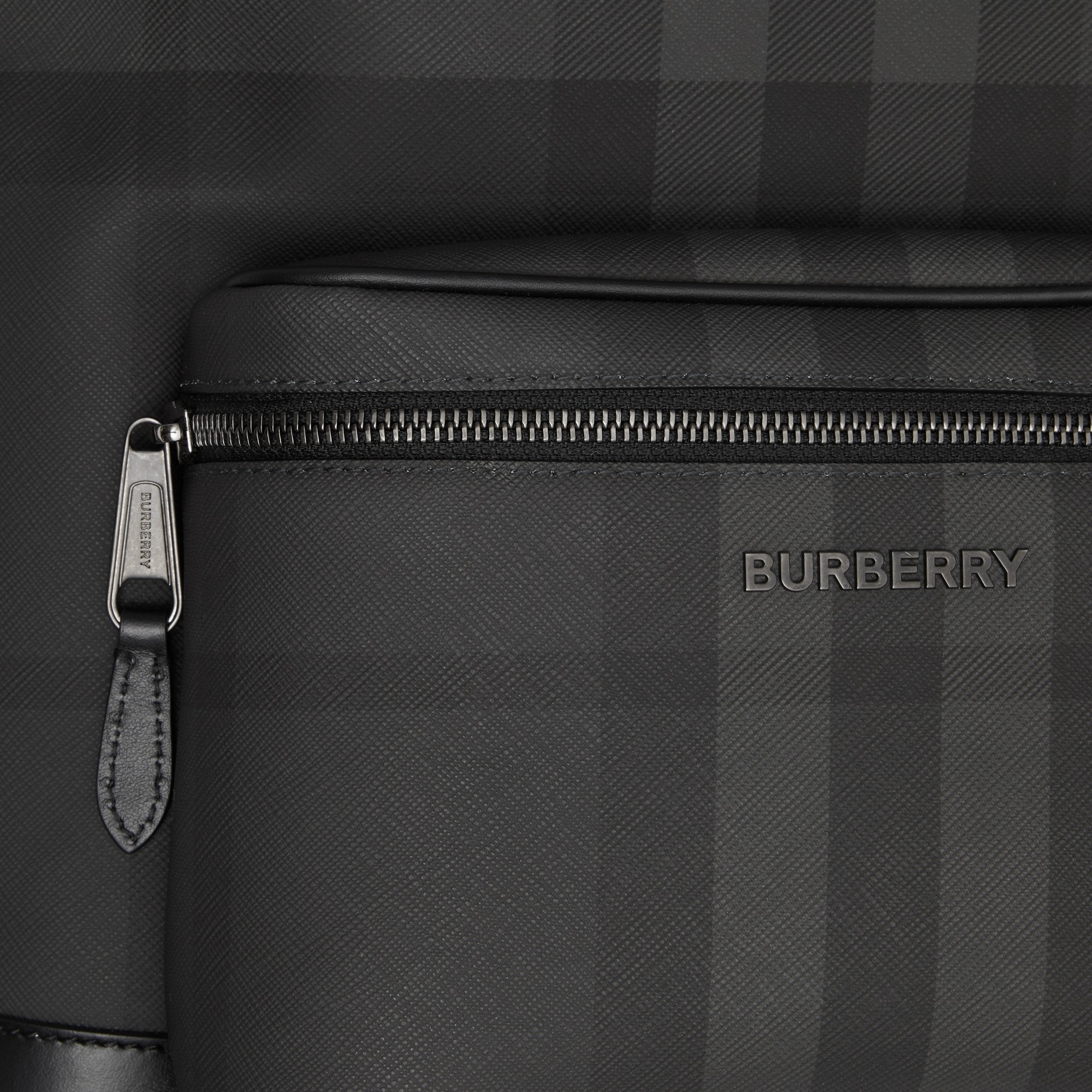 Check and Leather Backpack - 2
