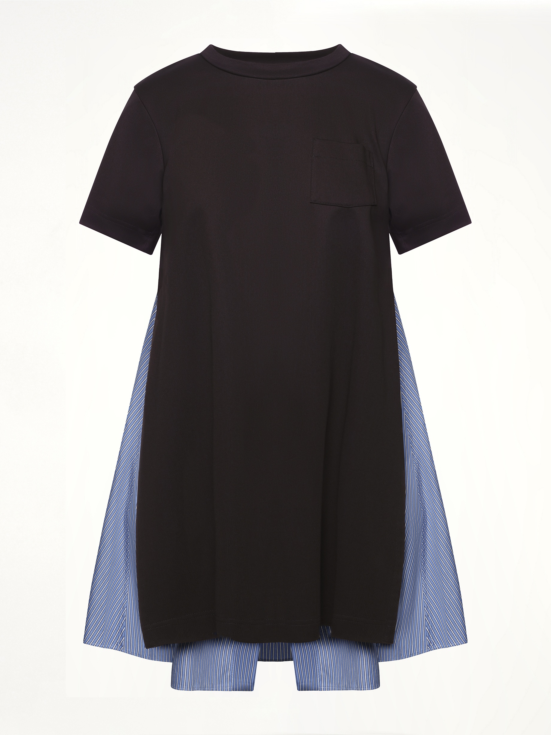 Poplin x Cotton Jersey Dress in Navy/Blue Stripe - 2