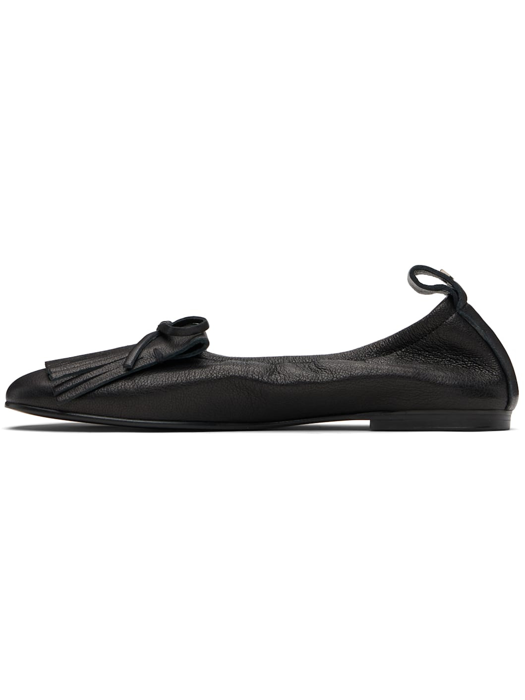 Black Bun Fringe Ballerina Flats - 3