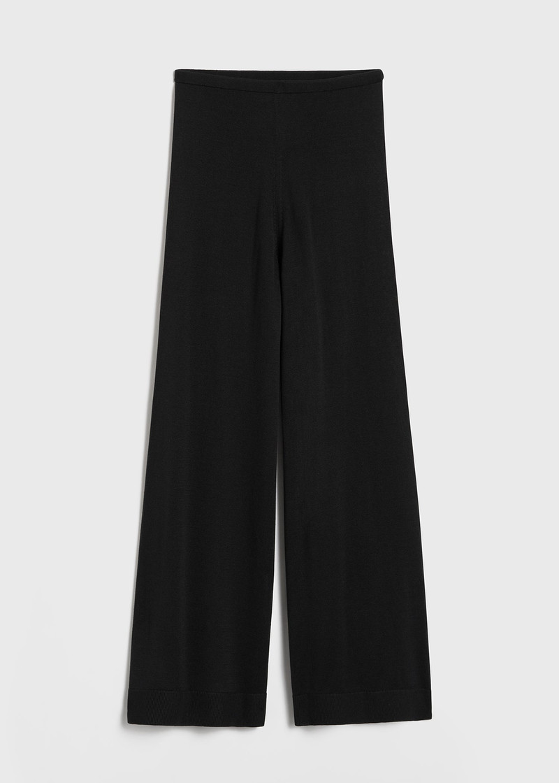 Silk cashmere knit slacks black - 1