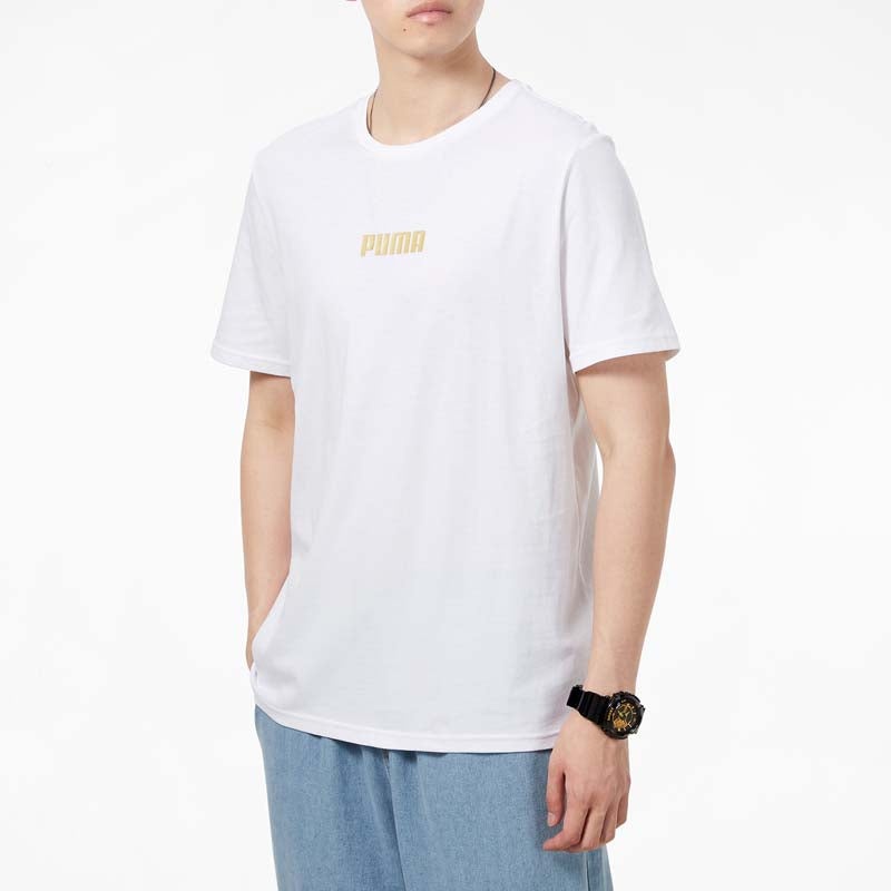 PUMA Alphabet Printing Casual Sports Short Sleeve White 847651-02 - 5