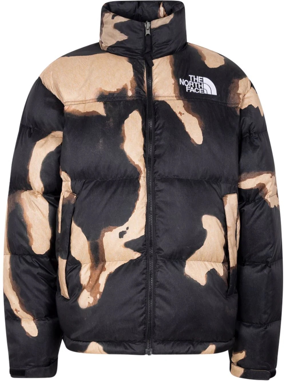 x TNF bleached denim print Nuptse jacket - 1