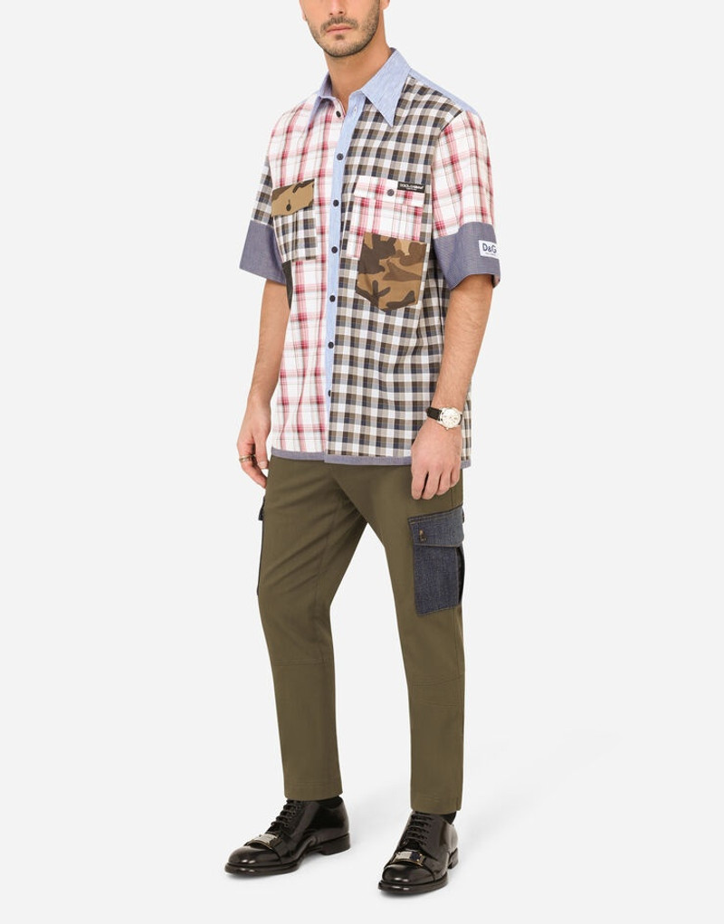 Dolce & Gabbana Short-sleeved mixed-fabric patchwork shirt outlook