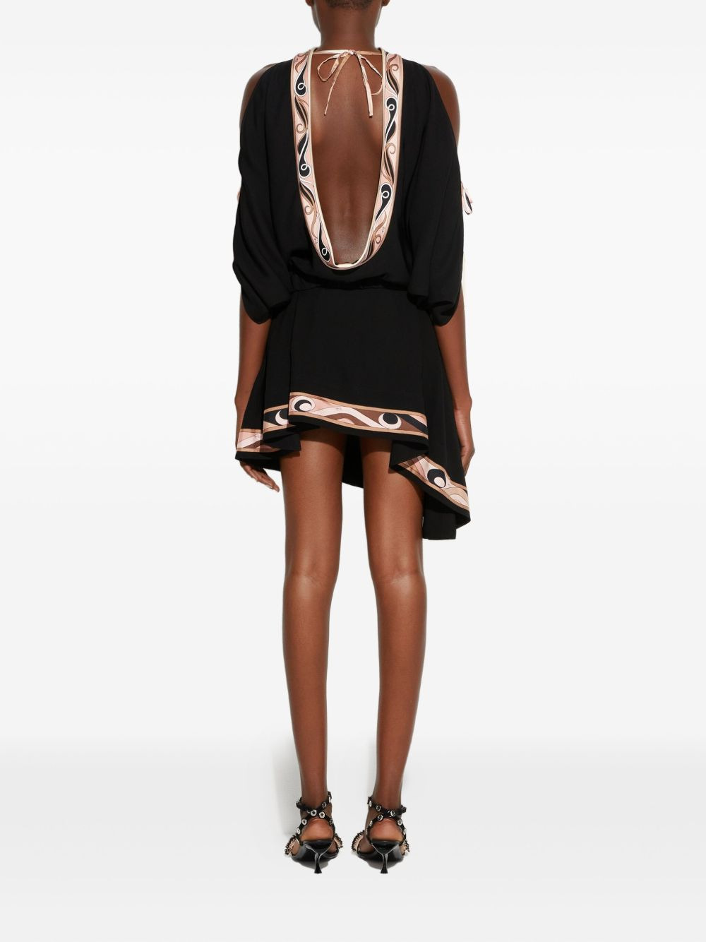 asymmetric print-insert mini skirt - 4