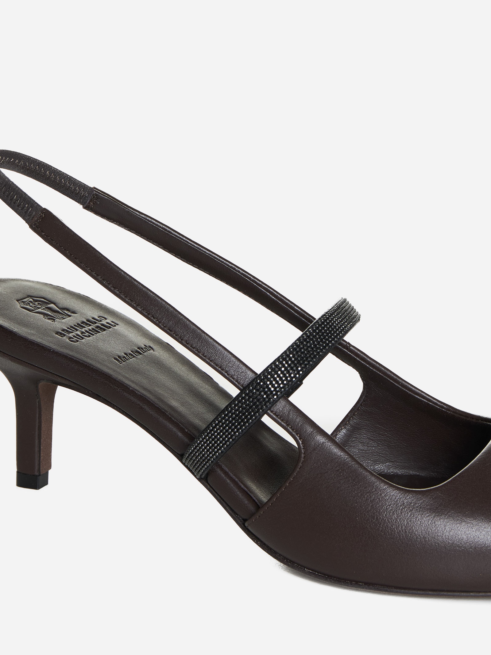 Brunello Cucinelli Leather slingback pumps
