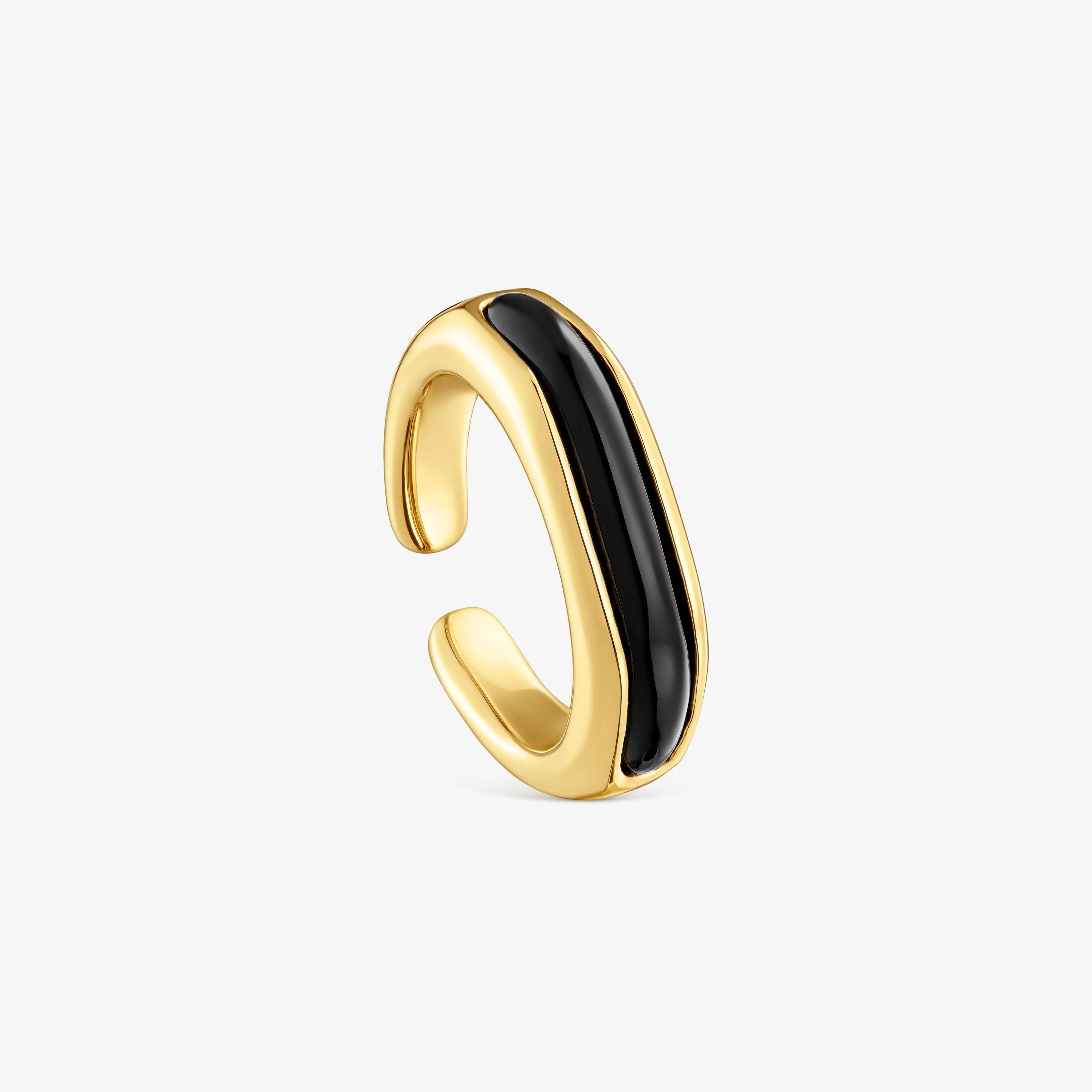 Open Ring with 18K gold vermeil and onyx Line - 1