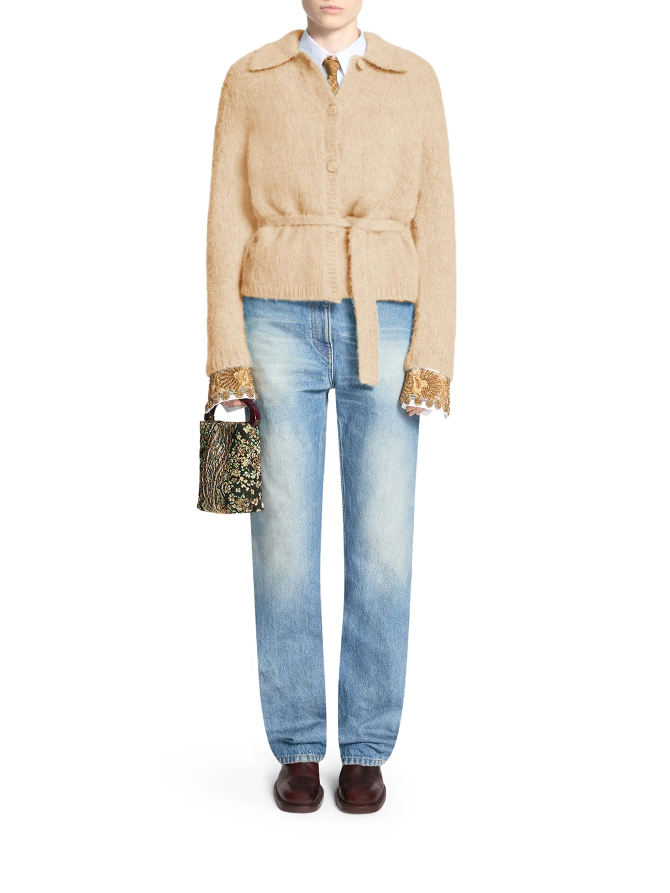 WOOL-BLEND CARDIGAN WITH BELT - 1