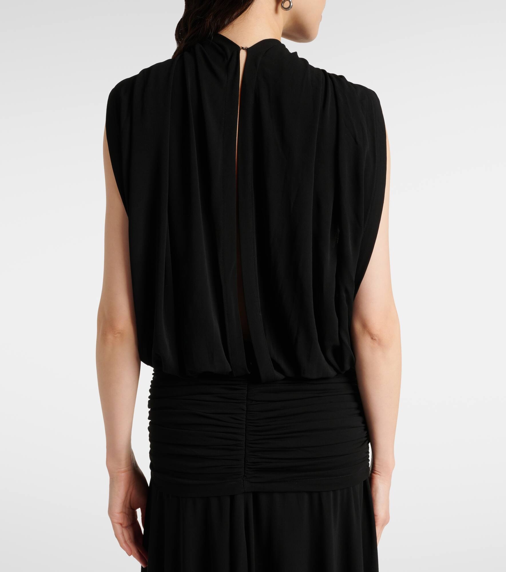 Draped ruched crêpe jersey midi dress - 7