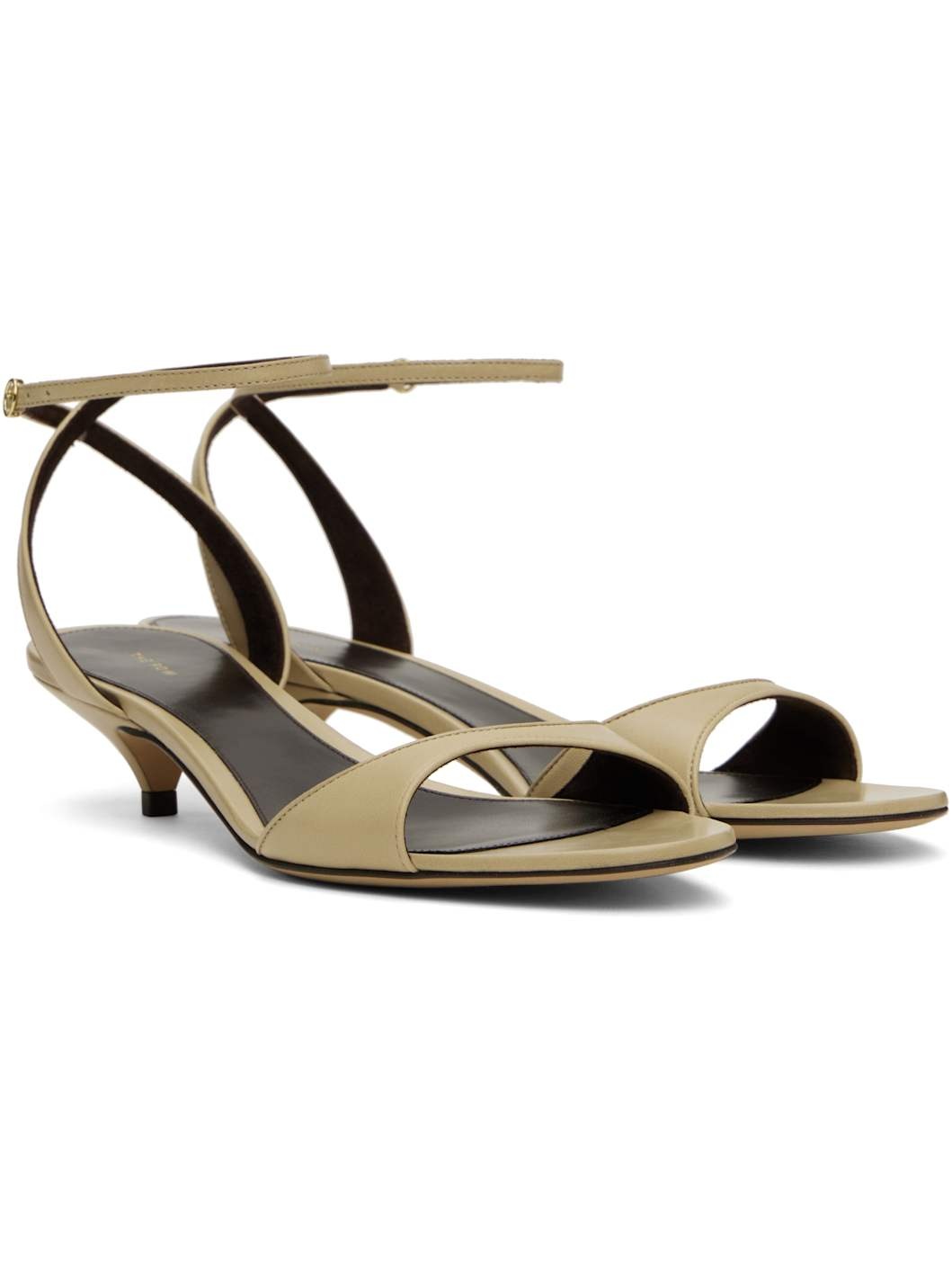 Gray Vika Ankle Strap Kitten Heeled Sandals - 4