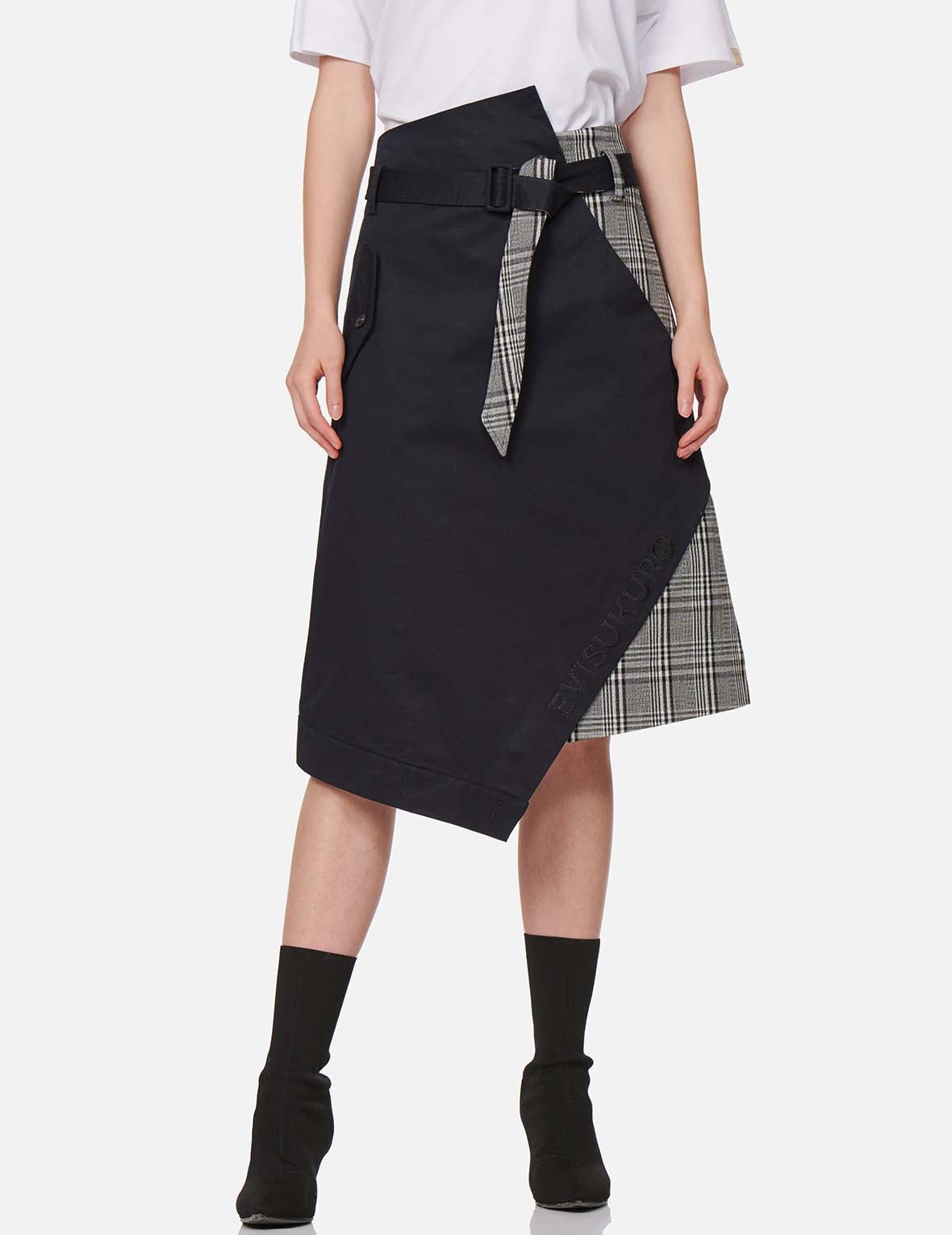 Fabric Mixed Wrapped Trench Skirt - 3