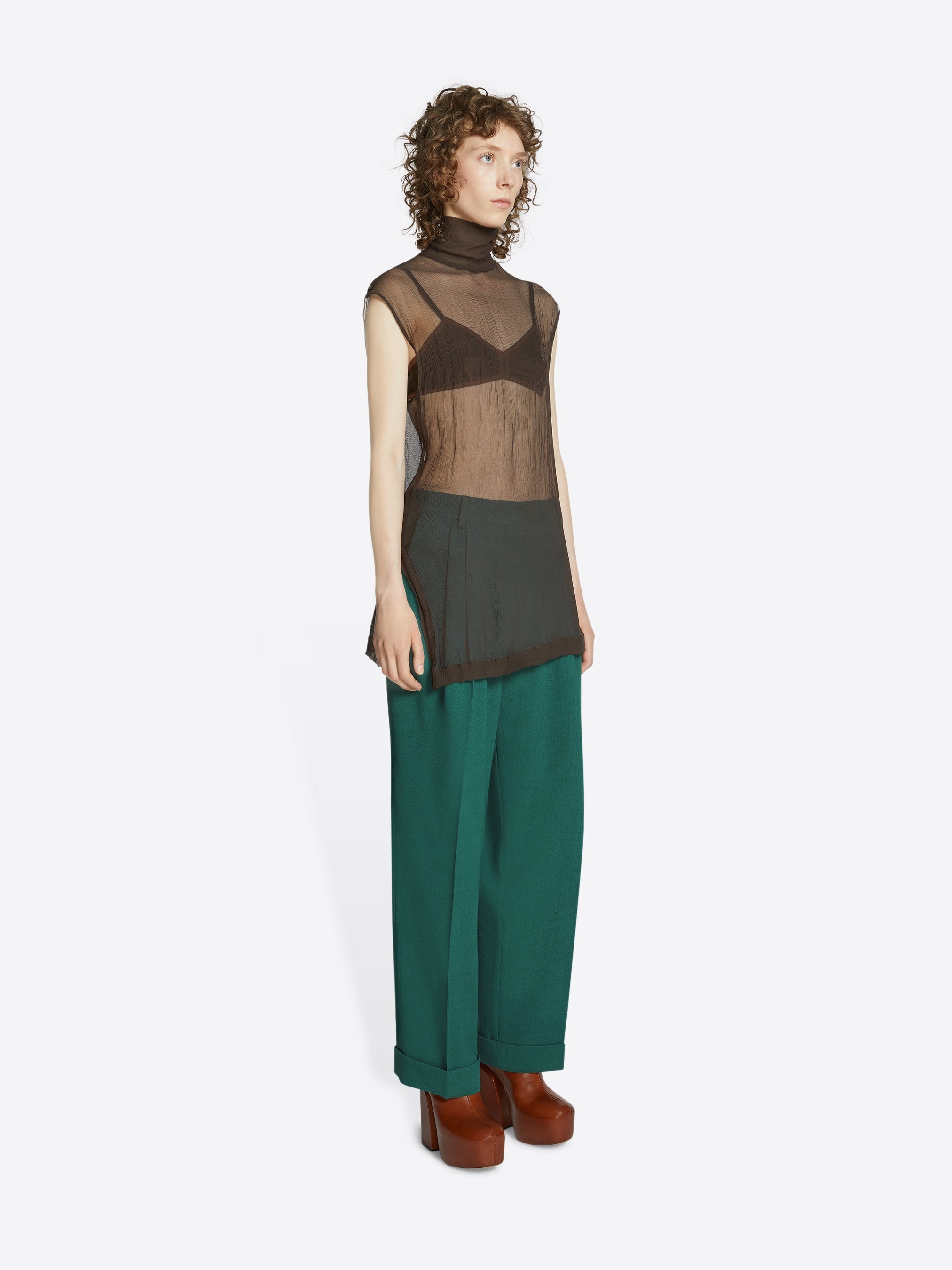 PLEATED WOOL PANTS - 3