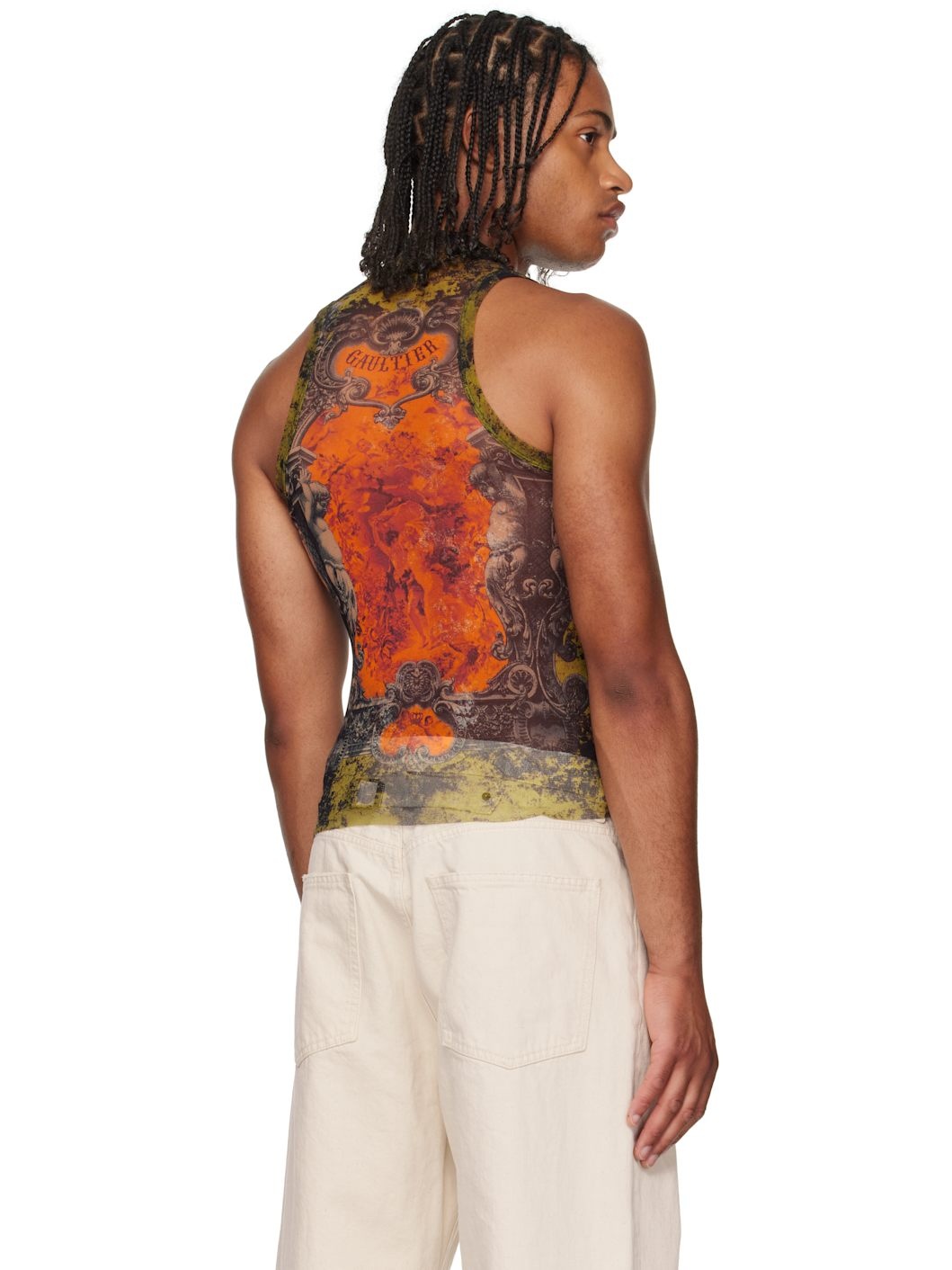 Khaki & Orange 'The Médaillon' Tank Top - 3