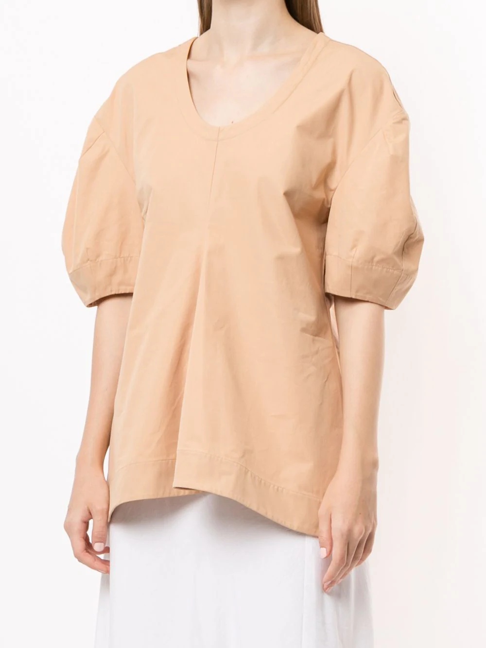 puff sleeve flared top - 3