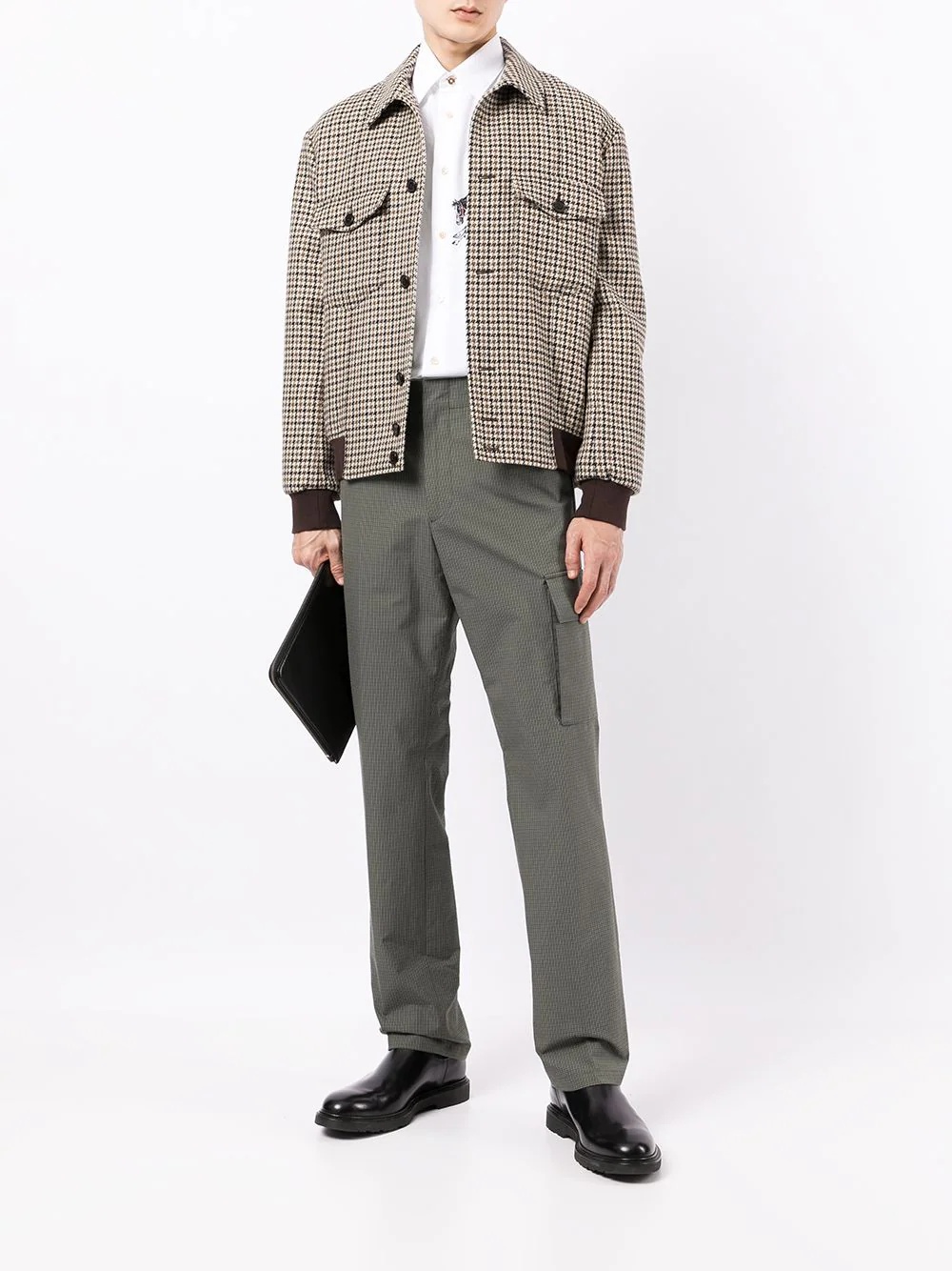 grid-pattern cargo-pocket trousers - 2