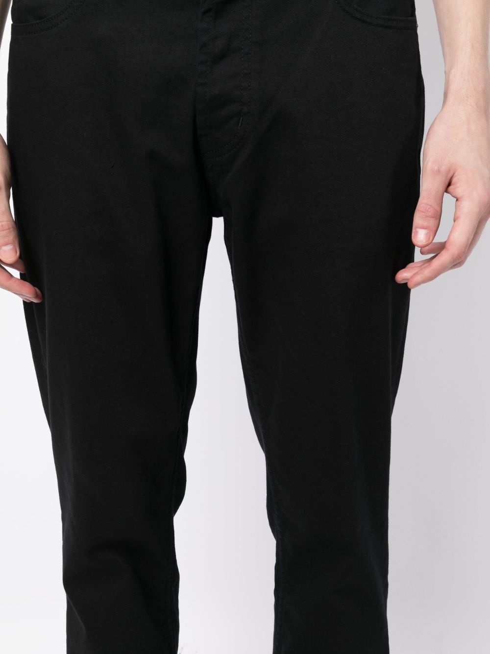 logo-patch stretch tapered jeans - 5