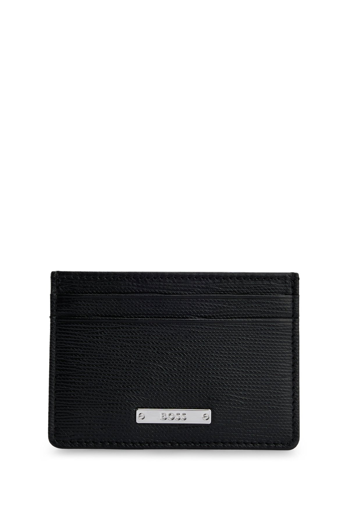 EMBOSSED-LEATHER CARD HOLDER WITH LOGO PLAQUE - 1