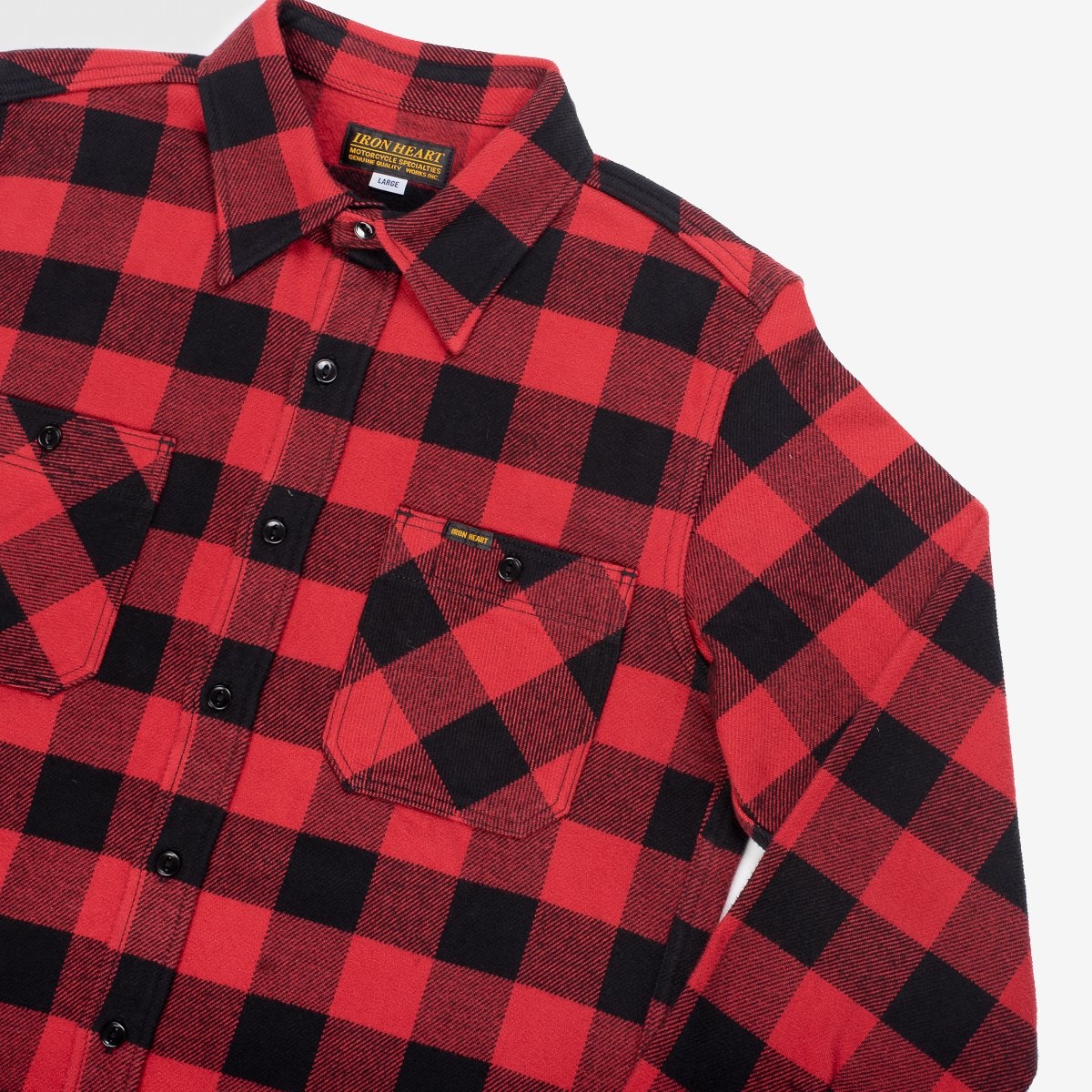 IHSH-244-RED Ultra Heavy Flannel Buffalo Check Work Shirt Red/Black - 3