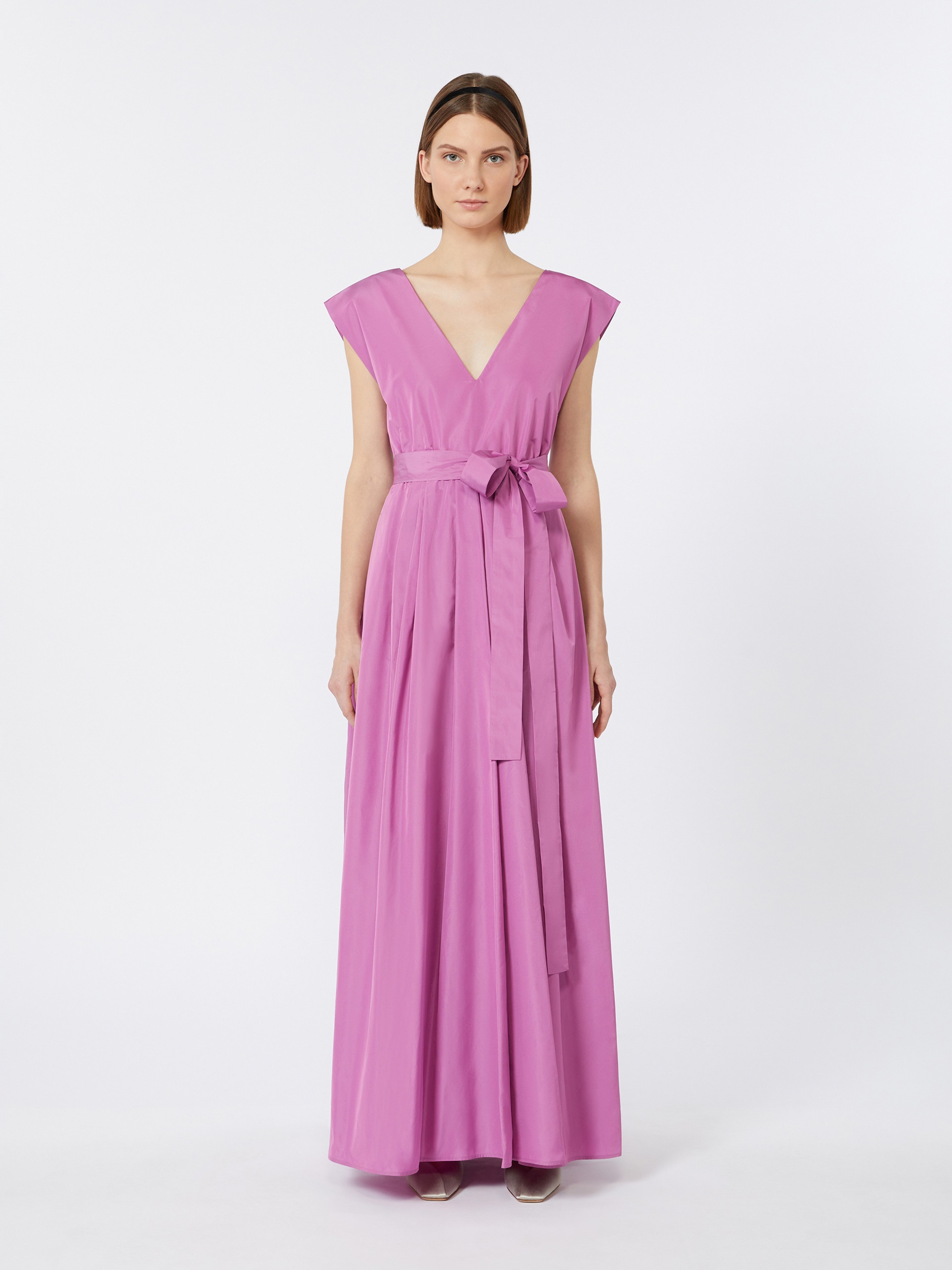 OGGERI Long taffeta dress with belt - 3