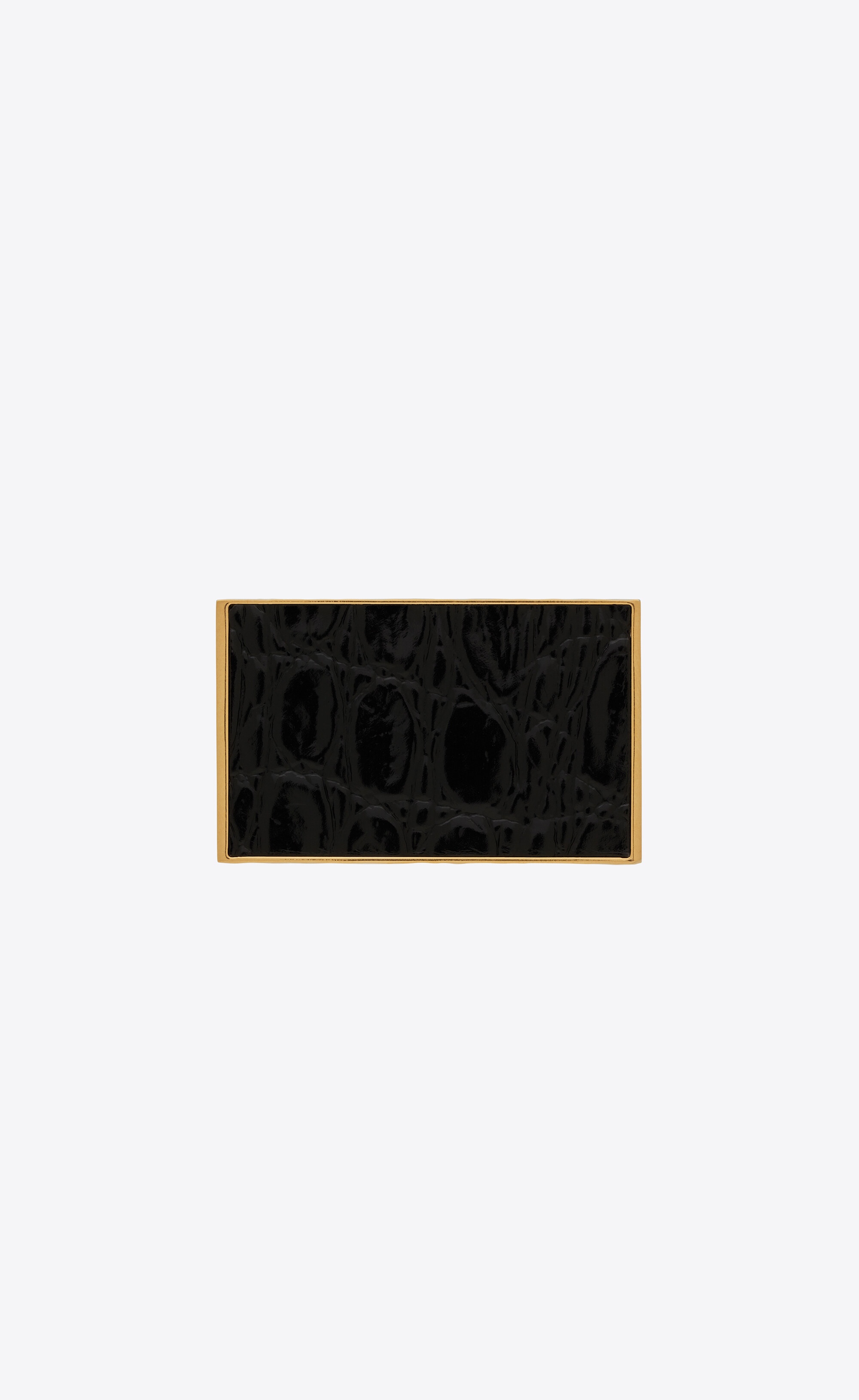 square cuff bracelet in crocodile-embossed leather and metal - 3