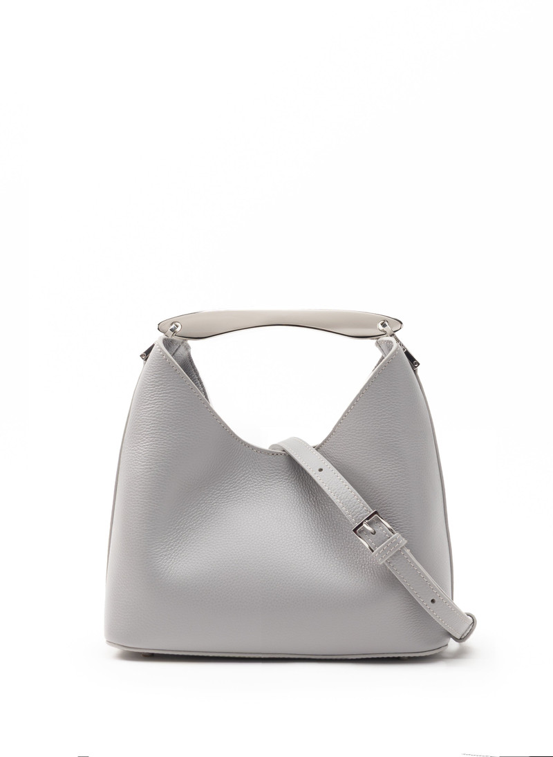 Small Boomerang Pebbled Leather Grey - Silver 3