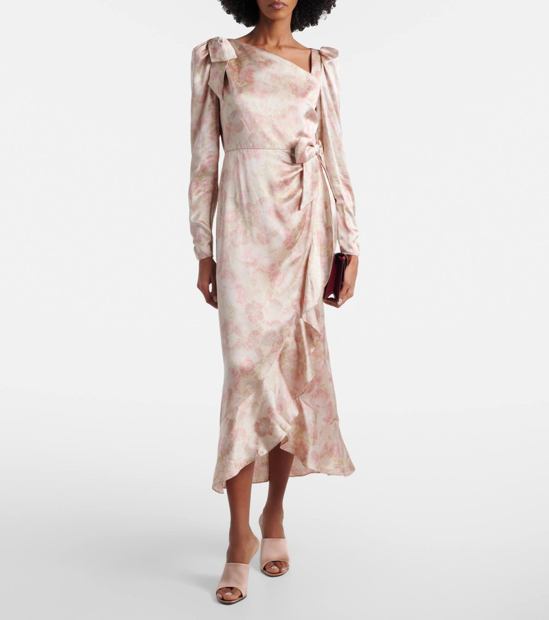 Alessandra Rich Bow-detail floral silk satin midi dress outlook