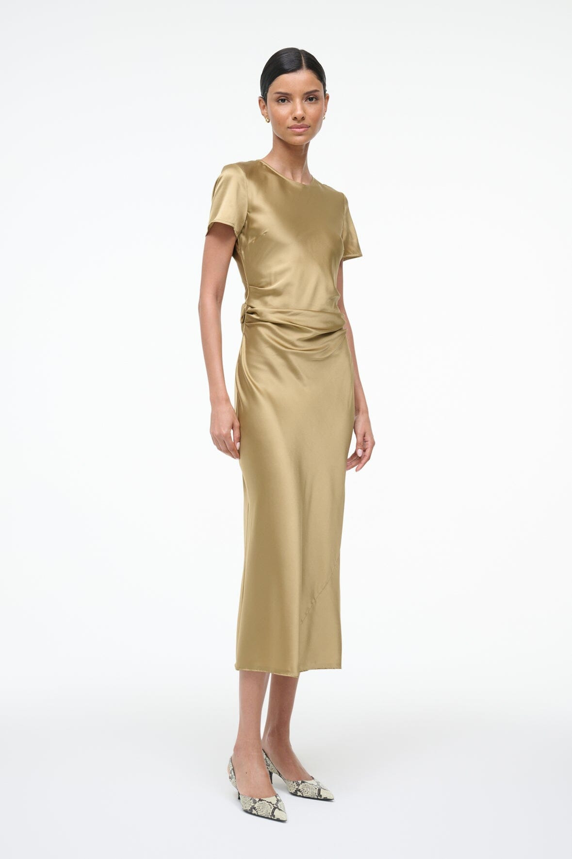 STAUD MARCEL SILK DRESS ANTIQUE - 4