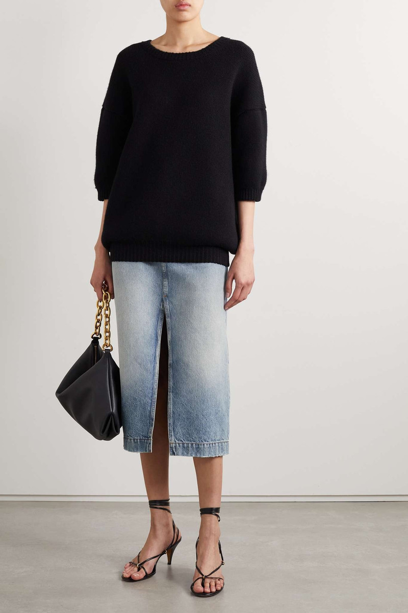 KHAITE Fraser denim midi skirt outlook