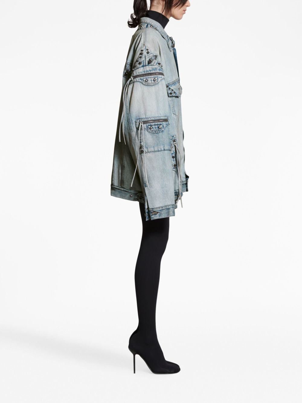 stud-detail denim jacket - 3